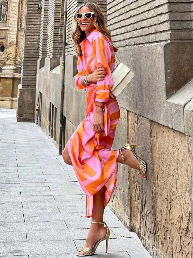 NOUVEAU RICHE Damen Wickelkleid Midi 3/4-Ärmeln Sommer Vielseitige Anlässe