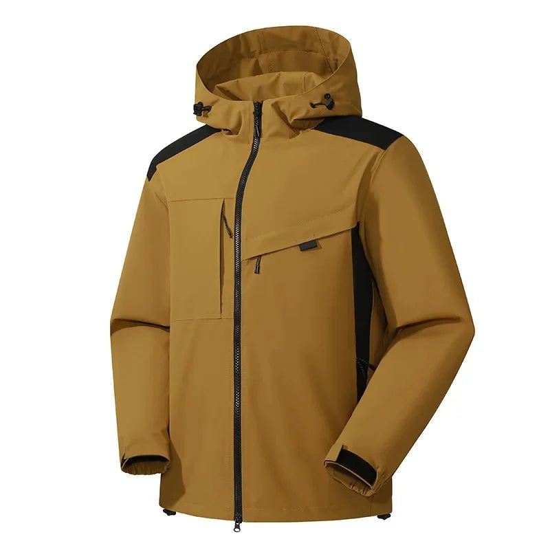 NOUVEAU RICHE Herren Skijacke Mit Kapuze Lässig Winter Sportlich Braungelb