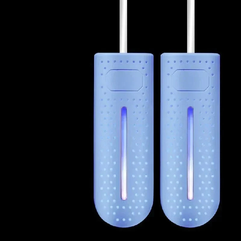 NOUVEAU RICHE Tragbarer Schuhtrockner mit UV-Licht – Elektrischer Stiefeltrockner bis 65 °C, Stecker oder USB, 12W, 3 Farben Blau Stecker UV-Lampe