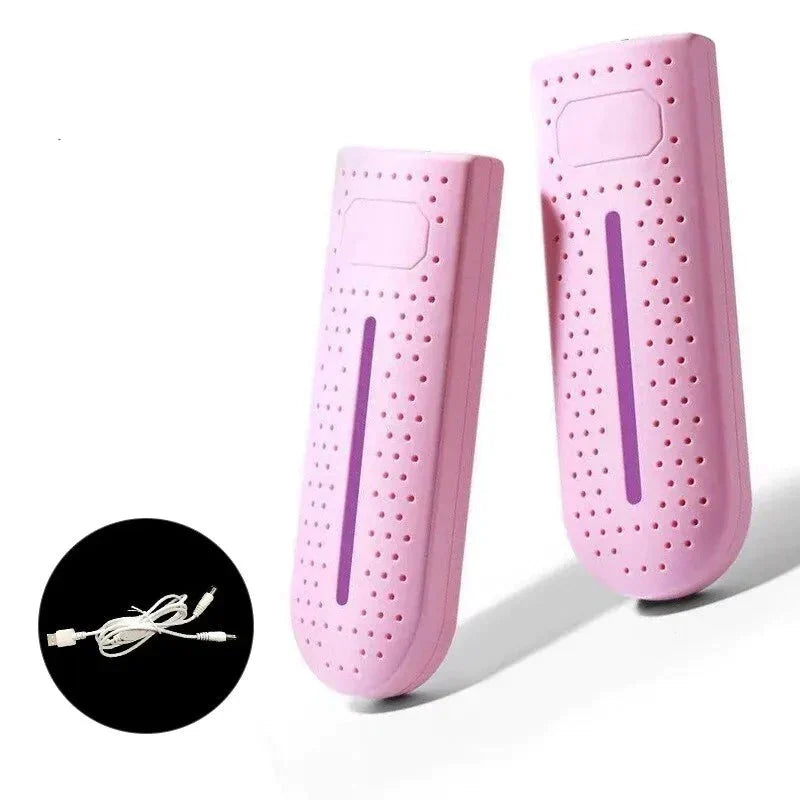 NOUVEAU RICHE Tragbarer Schuhtrockner mit UV-Licht – Elektrischer Stiefeltrockner bis 65 °C, Stecker oder USB, 12W, 3 Farben Rosa USB
