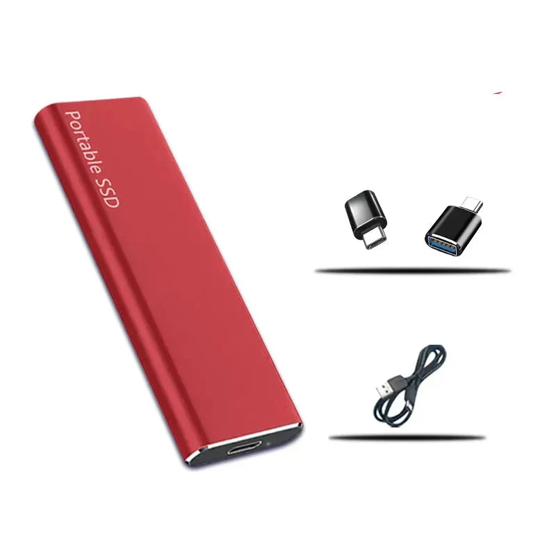 NOUVEAU RICHE Externe SSD 4TB mit USB-C – Tragbare SSD mit Aluminiumgehäuse, schneller USB 3.1 Speicher, 4 Farben Rot