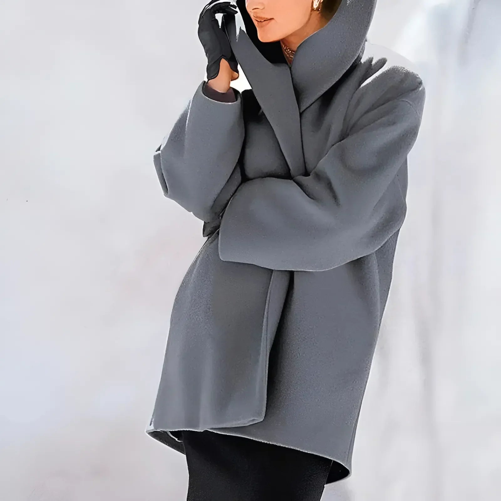 NOUVEAU RICHE Trench Mantel Damen Warm Gefüttert Winter Stilvoll Komfort Grau
