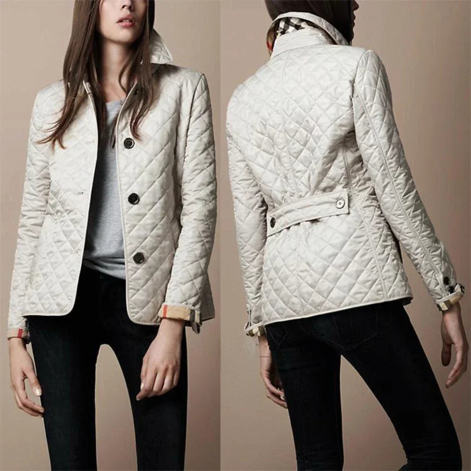 NOUVEAU RICHE Dôre | Damen Steppjacke mit Rautenmuster Weiß