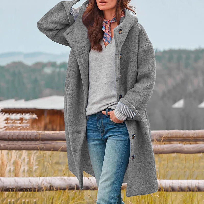 NOUVEAU RICHE Eleganter, warmer Wintermantel für Damen mit modischem Schnitt und hochwertiger Isolierung für kalte Tage Grau