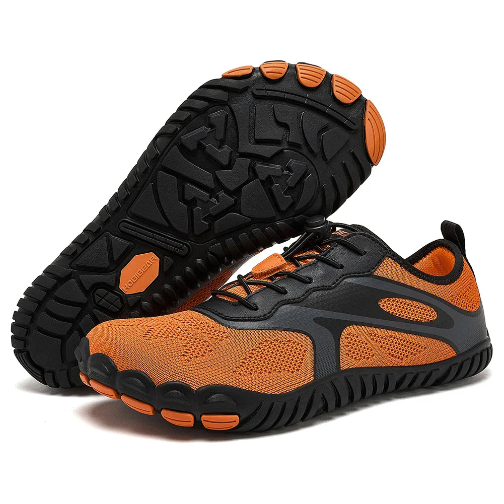 NOUVEAU RICHE Unisex Barfußschuhe Wasserdichte Rutschfeste Außensohle Schwarz Orange