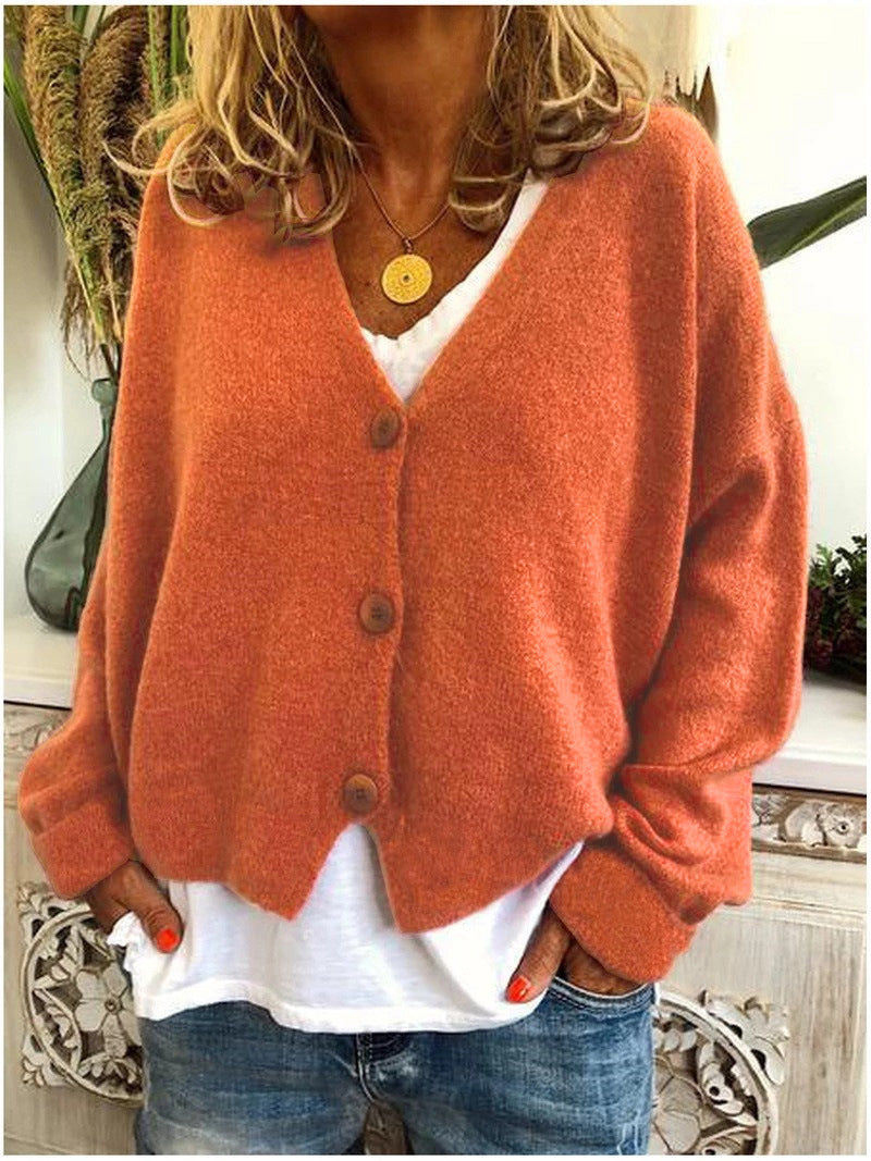 NOUVEAU RICHE Damen Strickjacke Strickcardigan Kuscheligen Komfort Stil Orange