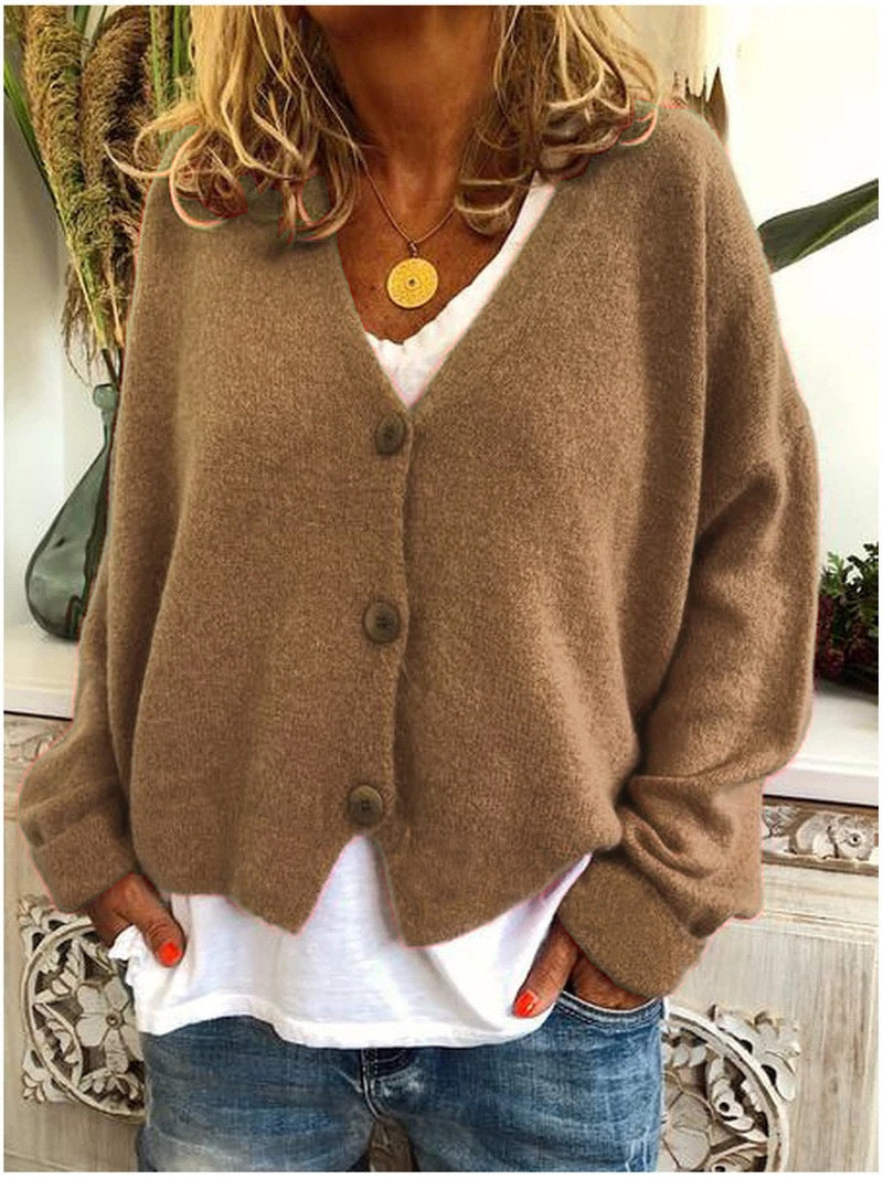 NOUVEAU RICHE Damen Strickjacke Strickcardigan Kuscheligen Komfort Stil Khaki