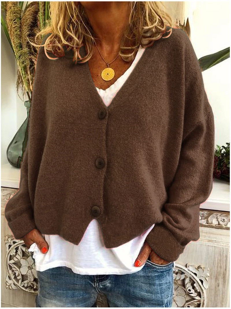 NOUVEAU RICHE Damen Strickjacke Strickcardigan Kuscheligen Komfort Stil Braun