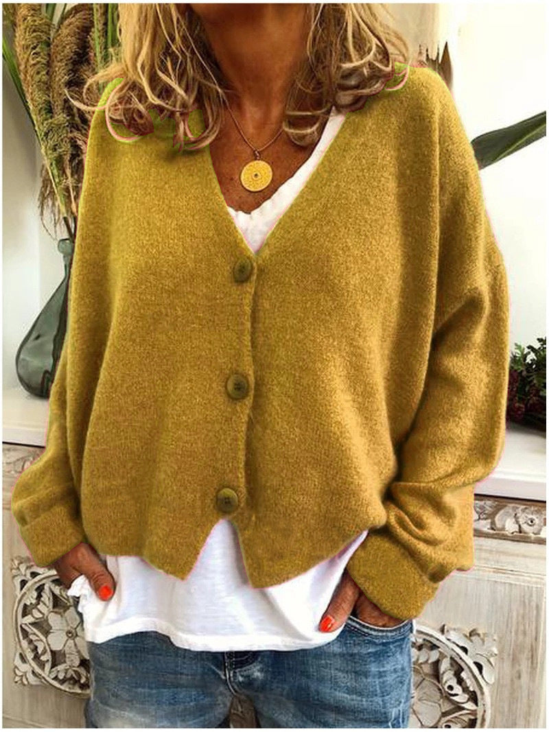NOUVEAU RICHE Damen Strickjacke Strickcardigan Kuscheligen Komfort Stil Gelb