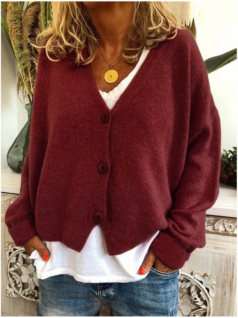 NOUVEAU RICHE Damen Strickjacke Strickcardigan Kuscheligen Komfort Stil Kastanienbraun