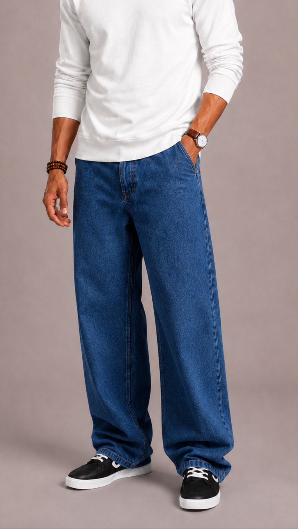 NOUVEAU RICHE Herren Jeans Weites Bein – Loose Fit Jeans mit geradem Bein, Fünf-Taschen, Schwarz oder Blau, S–3XL – Hommes Dunkelblau
