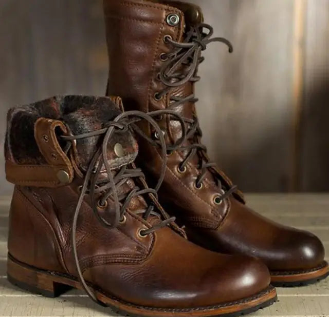 NOUVEAU RICHE Damen Stiefel Gefüttert Bequem Warme Alltagsschuhe Komfort Dunkelbraun