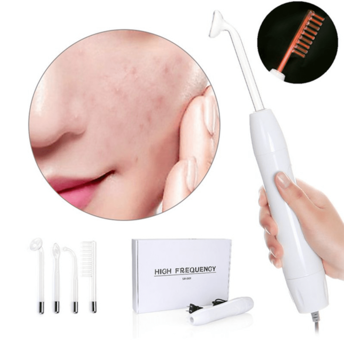 NOUVEAU RICHE Hochfrequenz-Hautgerät – Hochfrequenzstab für Gesicht & Kopfhaut, Beauty Gerät für Zuhause – GlowWave