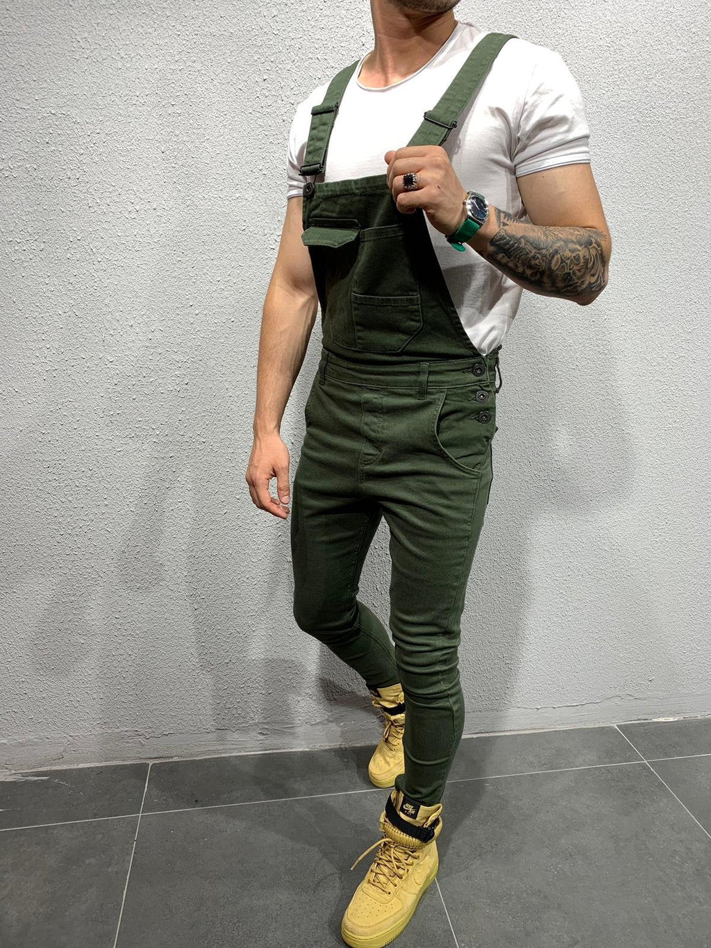 NOUVEAU RICHE Skinny Fit Jeans Overall Mit Klappentasche Für Herren Aus Baumwolle Mit Mittlerer Leibhöhe Und Schmalen Beinen 30 Zoll Innennaht