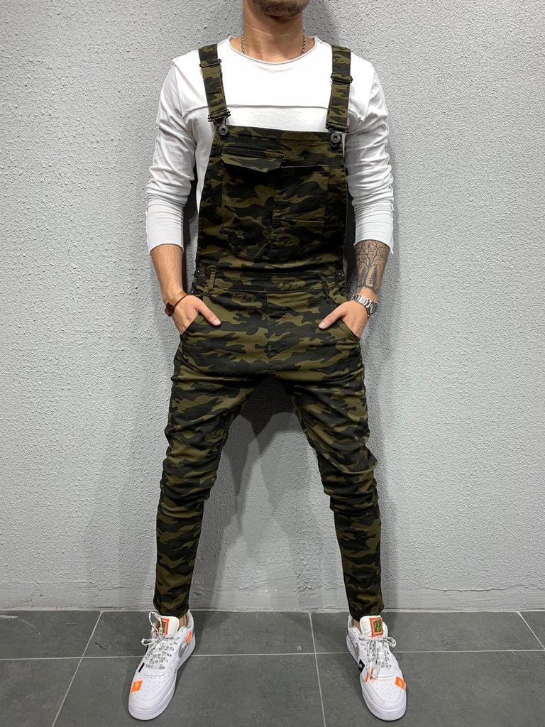 NOUVEAU RICHE Skinny Fit Jeans Overall Mit Klappentasche Für Herren Aus Baumwolle Mit Mittlerer Leibhöhe Und Schmalen Beinen 30 Zoll Innennaht Tarnung