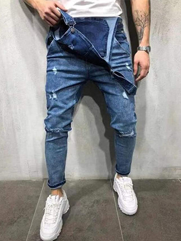 NOUVEAU RICHE Skinny Fit Stretch Denim Latzhose Für Herren Mit Fünf Funktionstaschen Und Reißverschluss In Unisex Größe