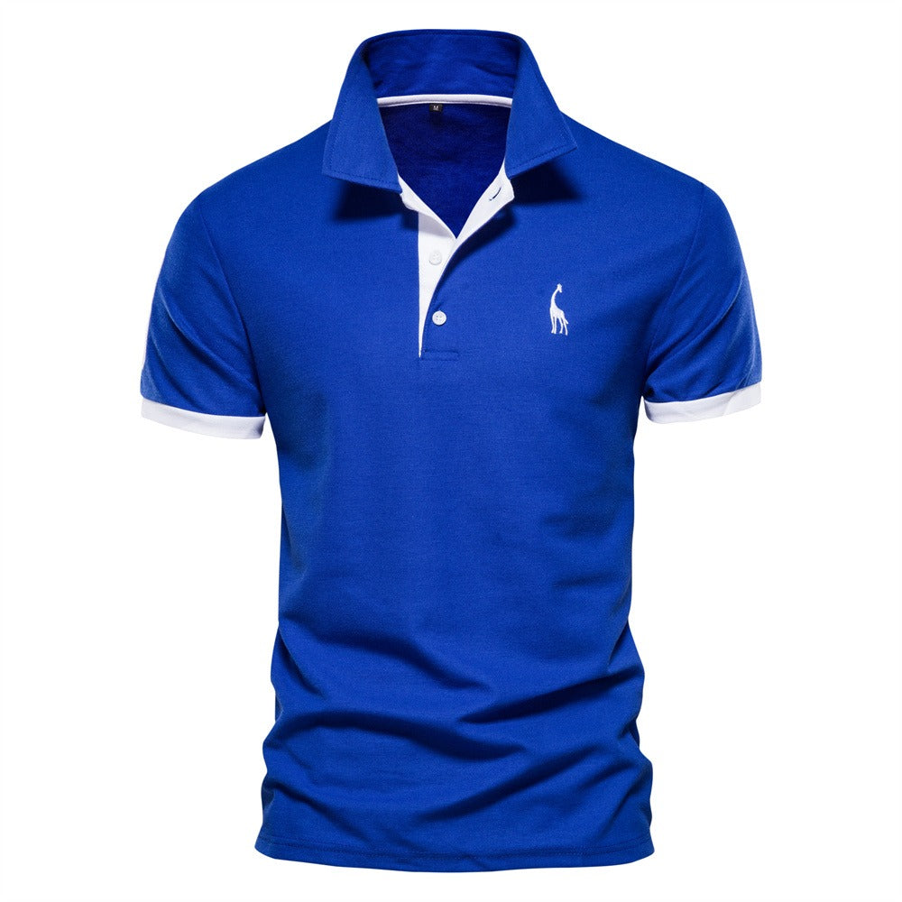 NOUVEAU RICHE Slim Fit Poloshirt Herren Modern Elegant Kurzarm Business Blau - Weiß