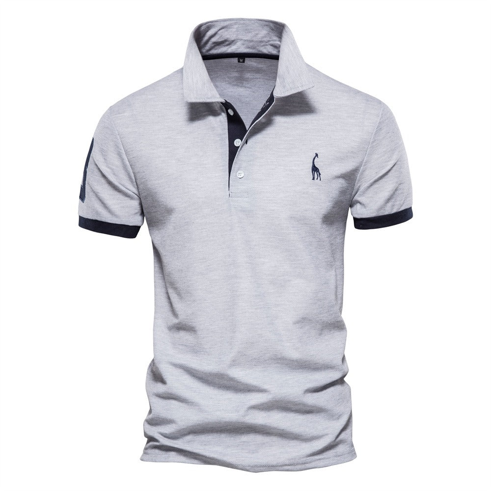 NOUVEAU RICHE Slim Fit Poloshirt Herren Modern Elegant Kurzarm Business Grau - Dunkelblau