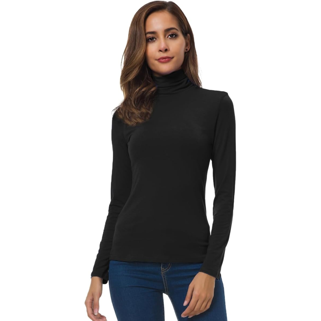 NOUVEAU RICHE Slim Fit Damen Rollkragenpullover Leichte Atmungsaktivität Schwarz