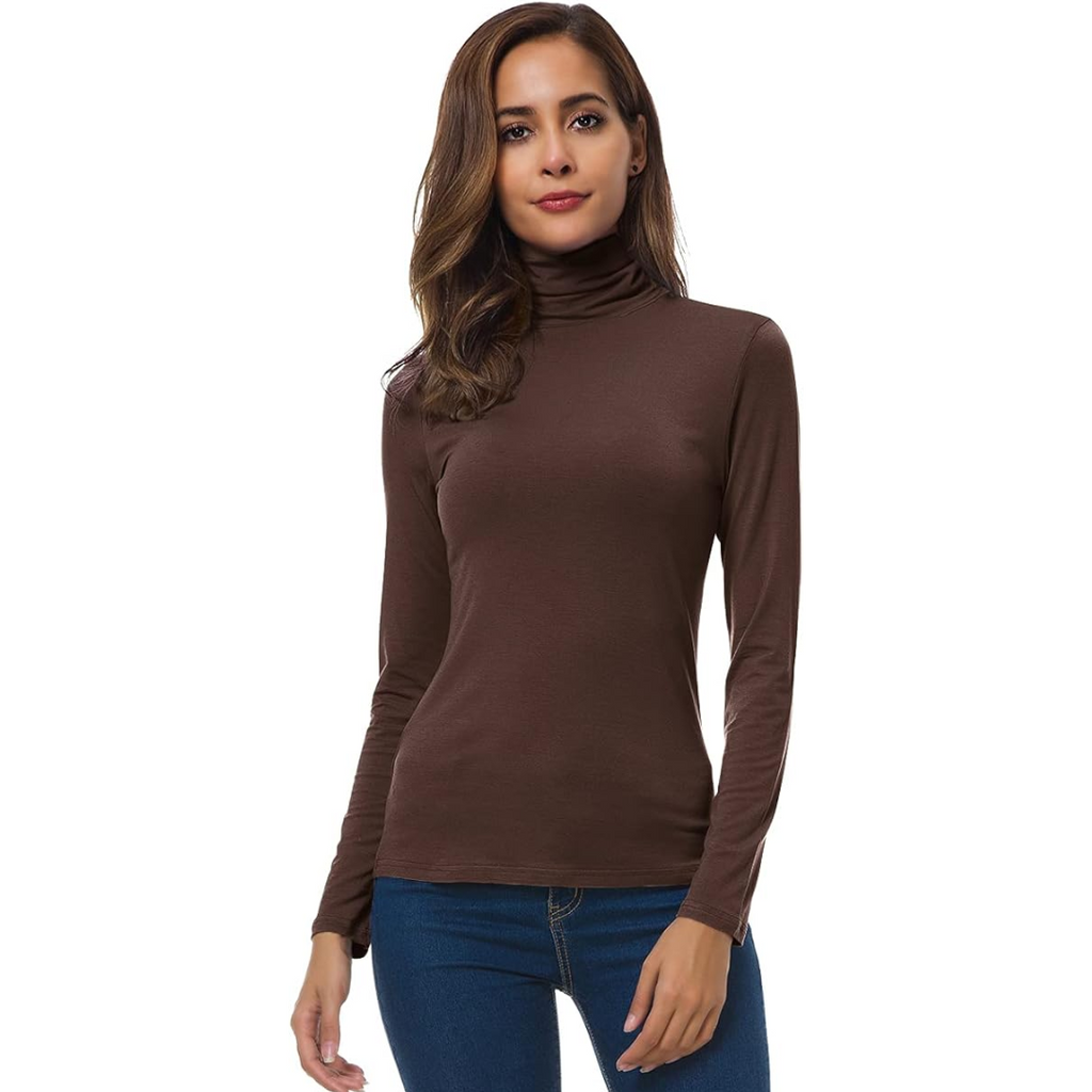 NOUVEAU RICHE Slim Fit Damen Rollkragenpullover Leichte Atmungsaktivität Kaffee
