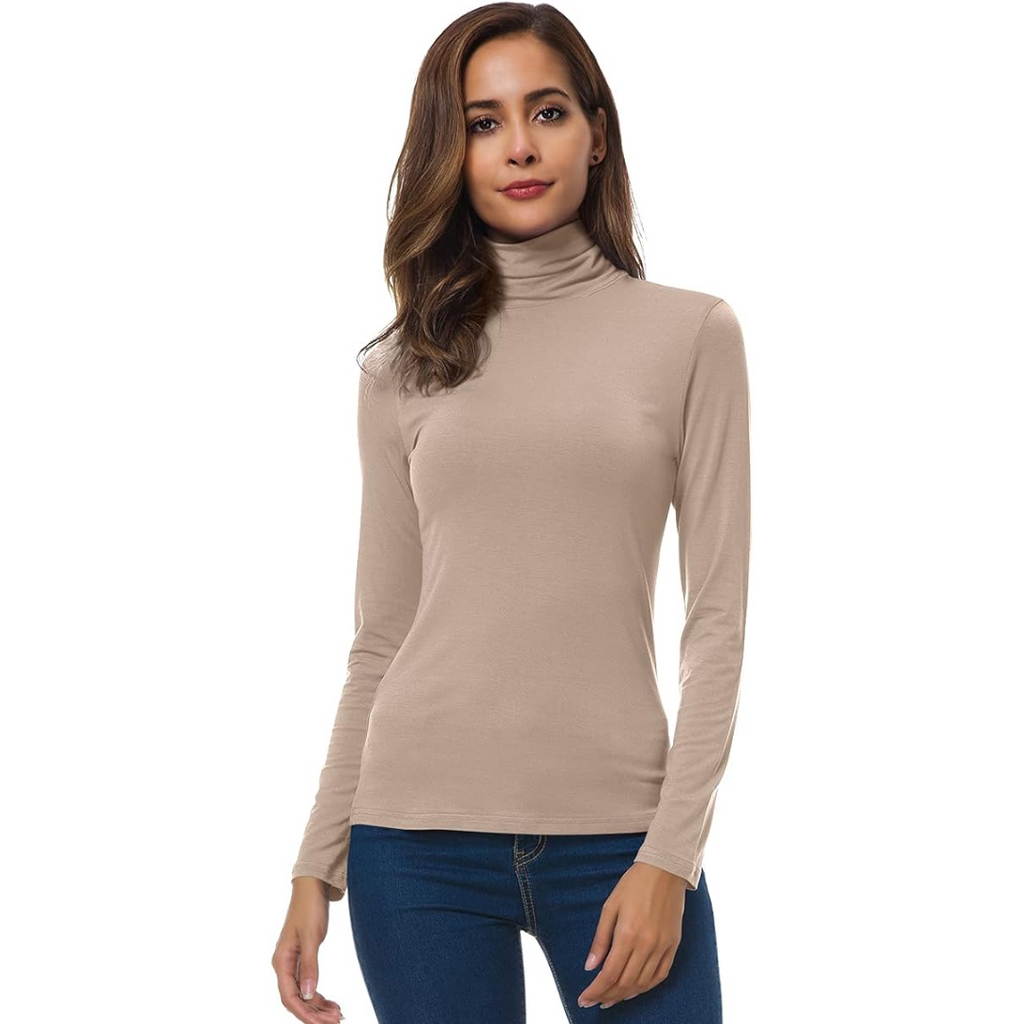 NOUVEAU RICHE Slim Fit Damen Rollkragenpullover Leichte Atmungsaktivität Khaki