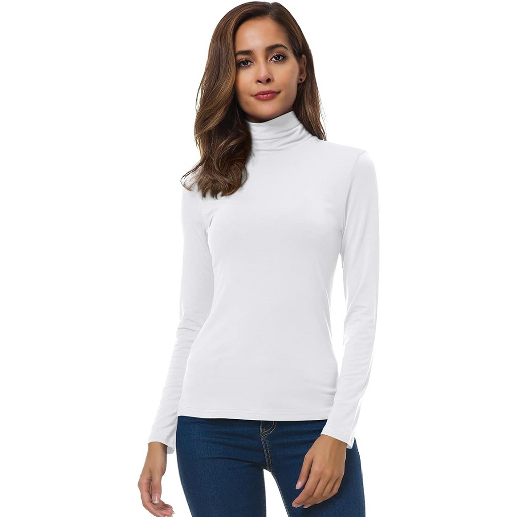 NOUVEAU RICHE Slim Fit Damen Rollkragenpullover Leichte Atmungsaktivität Weiß