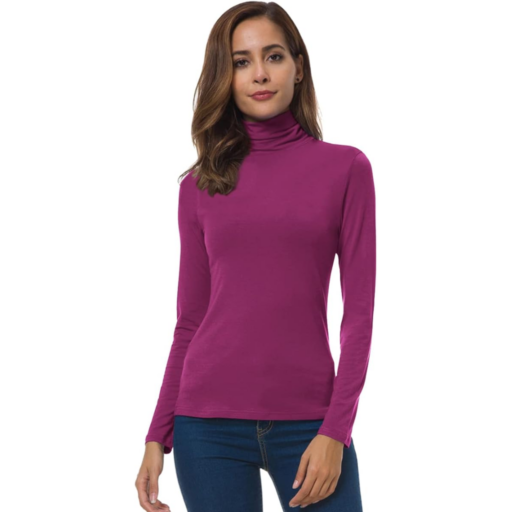 NOUVEAU RICHE Slim Fit Damen Rollkragenpullover Leichte Atmungsaktivität Fuchsia