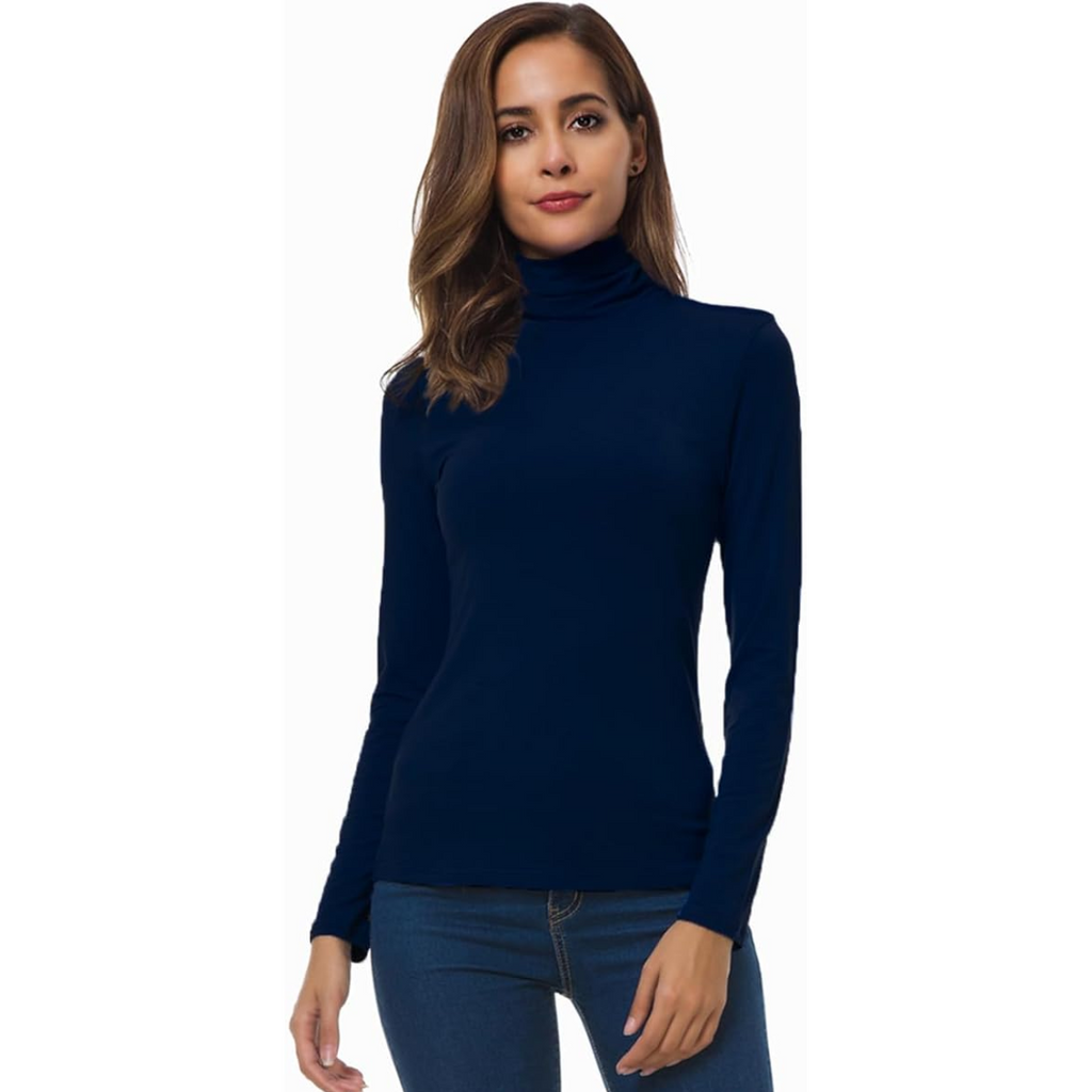 NOUVEAU RICHE Slim Fit Damen Rollkragenpullover Leichte Atmungsaktivität Marineblau
