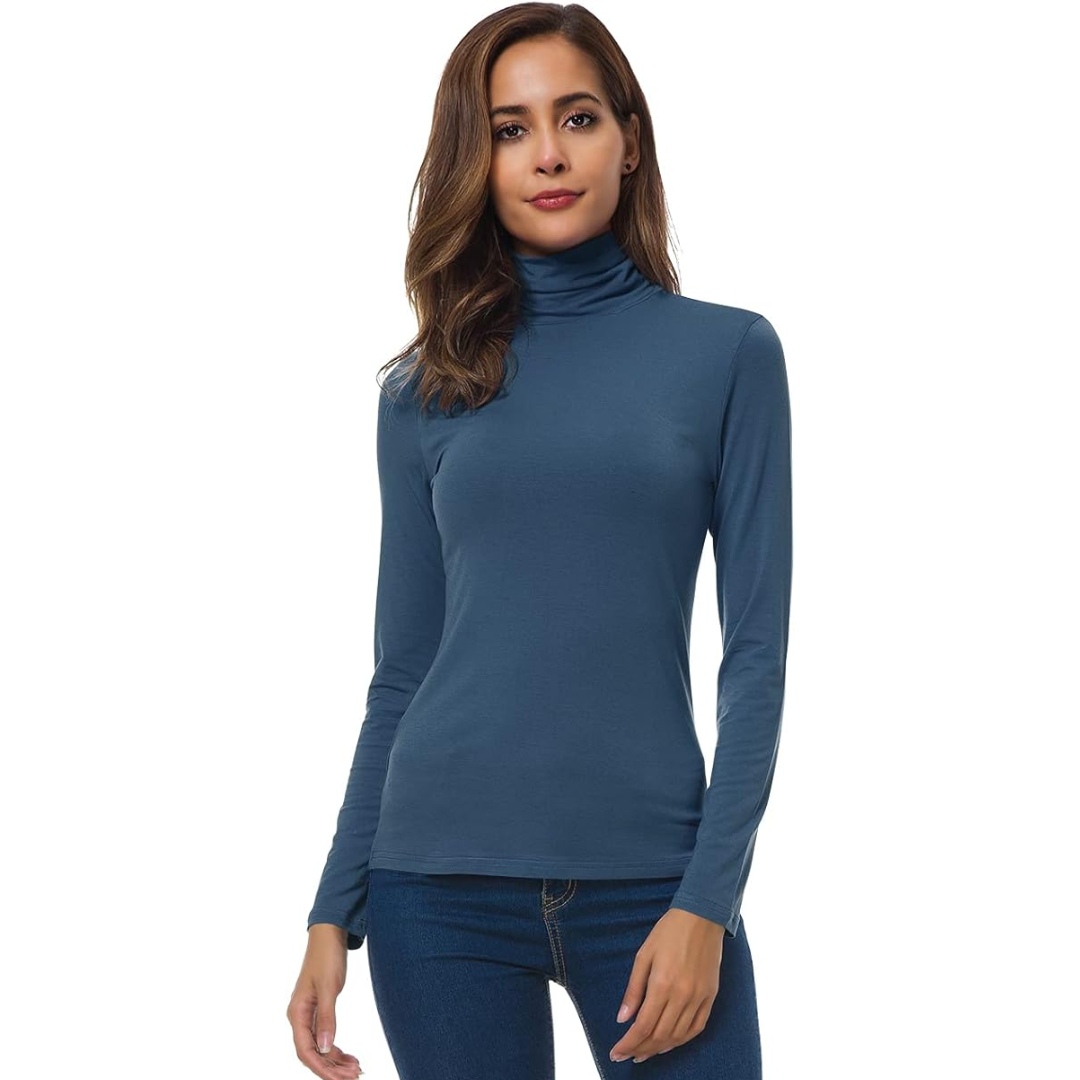 NOUVEAU RICHE Slim Fit Damen Rollkragenpullover Leichte Atmungsaktivität Blau