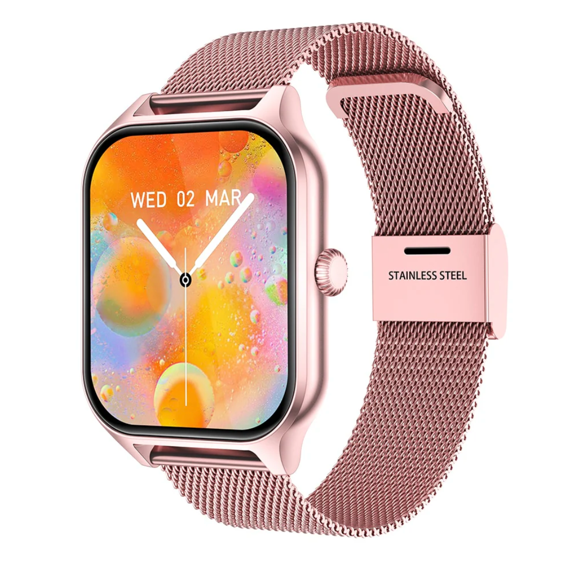 NOUVEAU RICHE Smartwatch mit Fitnesstracker – Stilvolle Damen Smartwatch mit Touchscreen & Anrufbenachrichtigungen, 4 Farben – StyleTrack