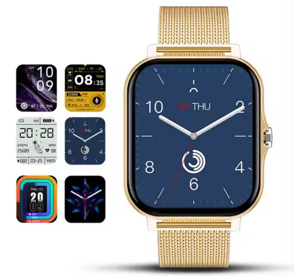 NOUVEAU RICHE Smartwatch mit Fitnesstracker – Stilvolle Damen Smartwatch mit Touchscreen & Anrufbenachrichtigungen, 4 Farben – StyleTrack
