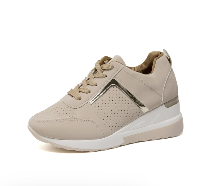 NOUVEAU RICHE Sneaker Damen Bequeme Dämpfung Atmungsaktives Obermaterial Beige