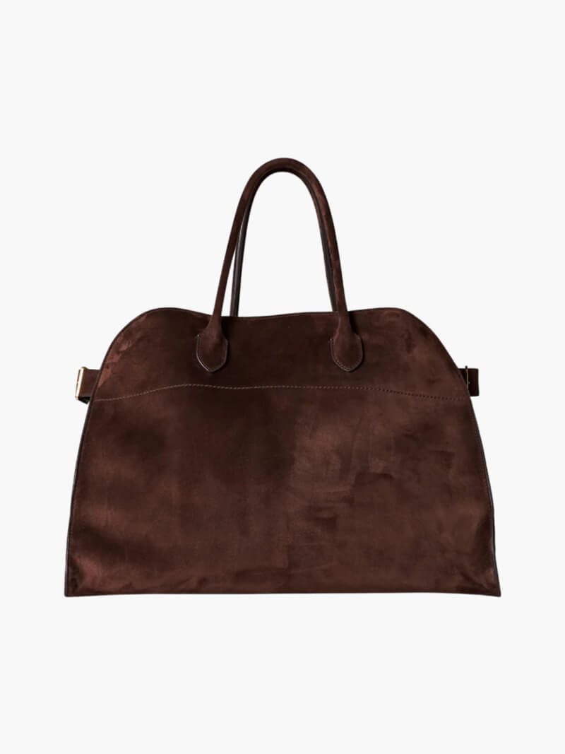 NOUVEAU RICHE Damen Großraumtasche – Elegante Tasche aus Veganes Leder mit Viel Stauraum Wildleder Braun