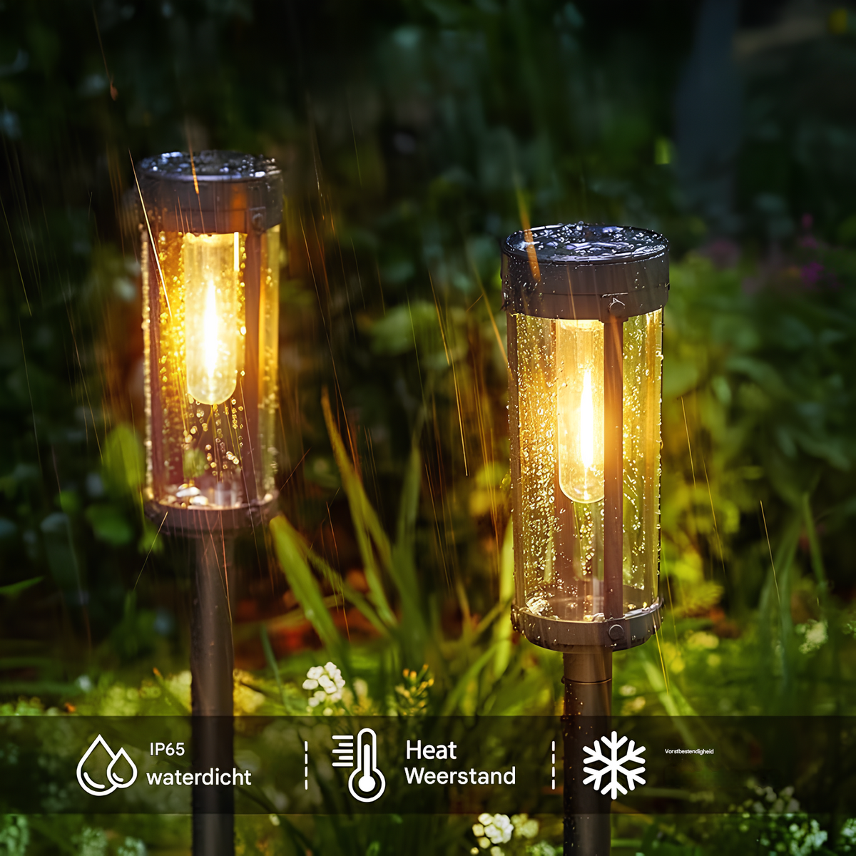 NOUVEAU RICHE Solar-Gartenfackel – LED-Solarfackel mit Erdspiess, bis 12 Stunden Licht, 2, 4 oder 10 Stück – SolarFlare