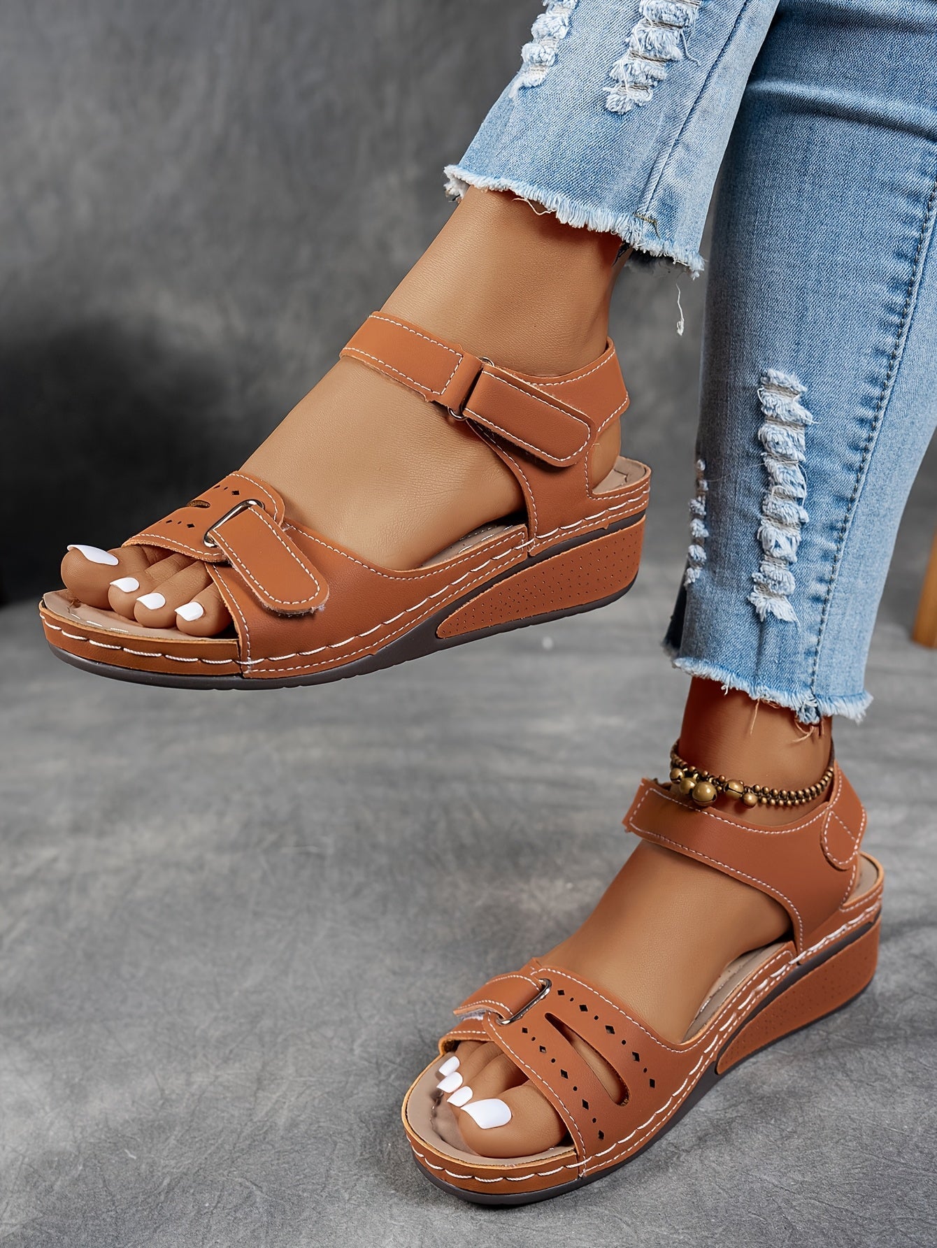 NOUVEAU RICHE Damen Plateau-Sandalen – Atmungsaktiv & Dämpfende Sohle Braun