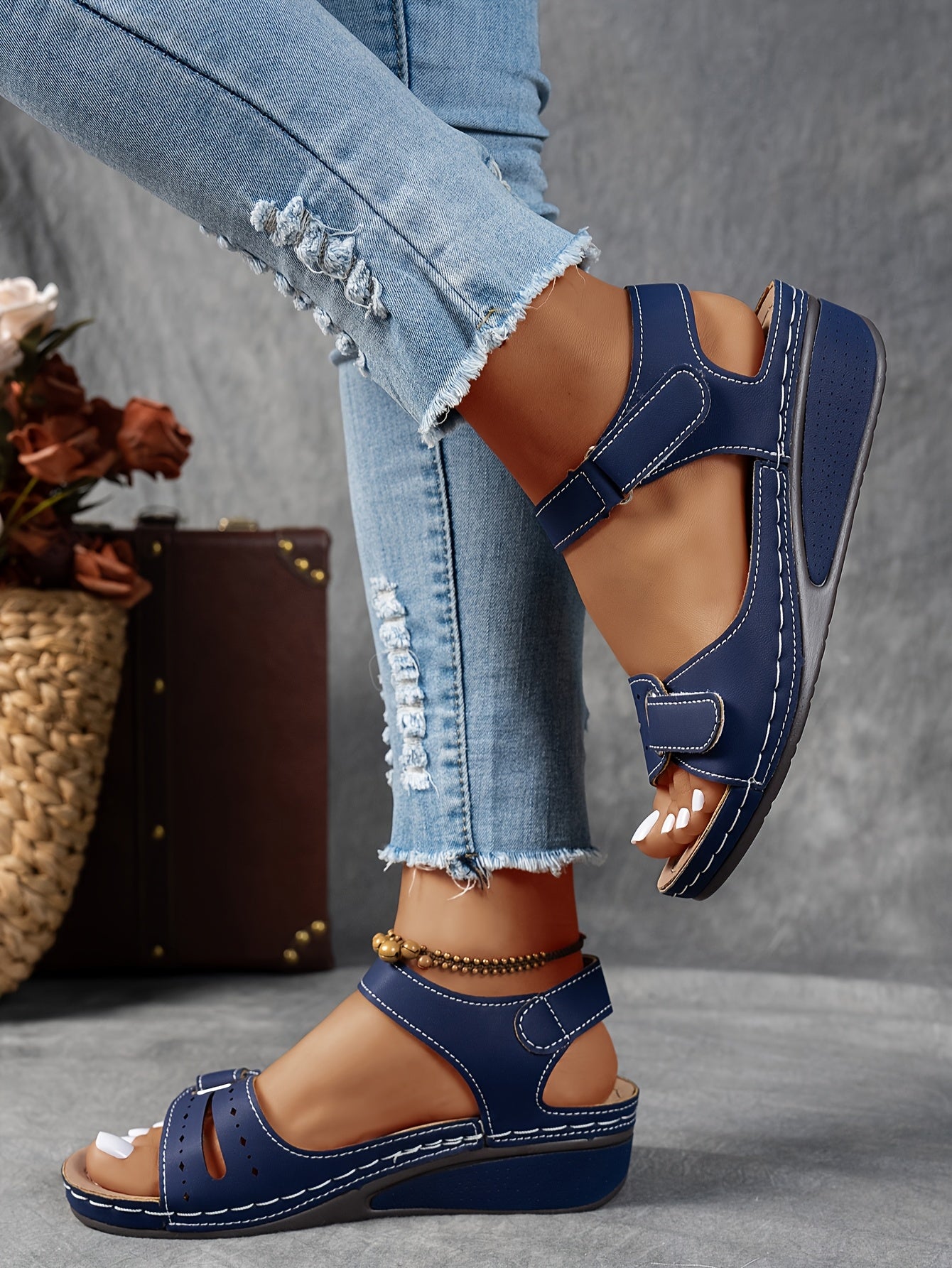 NOUVEAU RICHE Damen Plateau-Sandalen – Atmungsaktiv & Dämpfende Sohle Blau