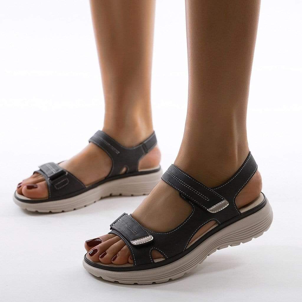 NOUVEAU RICHE Damen-Sandalen – Medizinische Stütze & modernes Design zur Linderung von Fußschmerzen Schwarz
