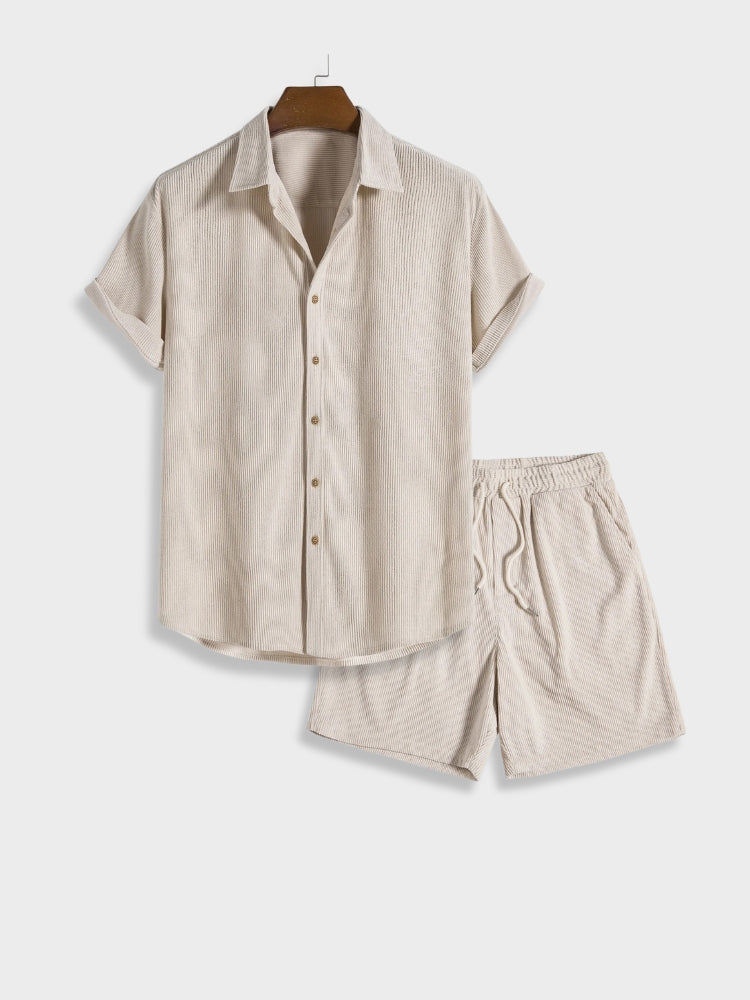 NOUVEAU RICHE Sommer Cord Set Herren Mit Knopfleiste Leichtes Outfit