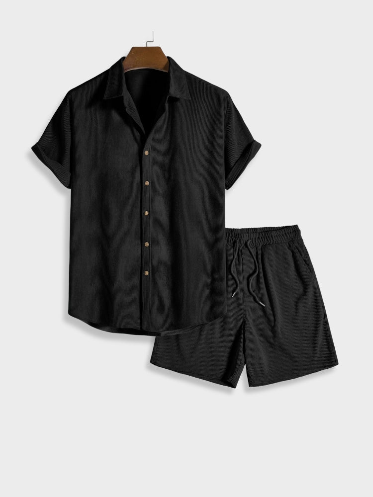 NOUVEAU RICHE Sommer Cord Set Herren Mit Knopfleiste Leichtes Outfit