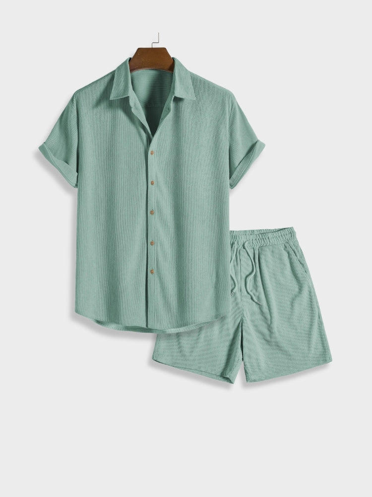 NOUVEAU RICHE Sommer Cord Set Herren Mit Knopfleiste Leichtes Outfit
