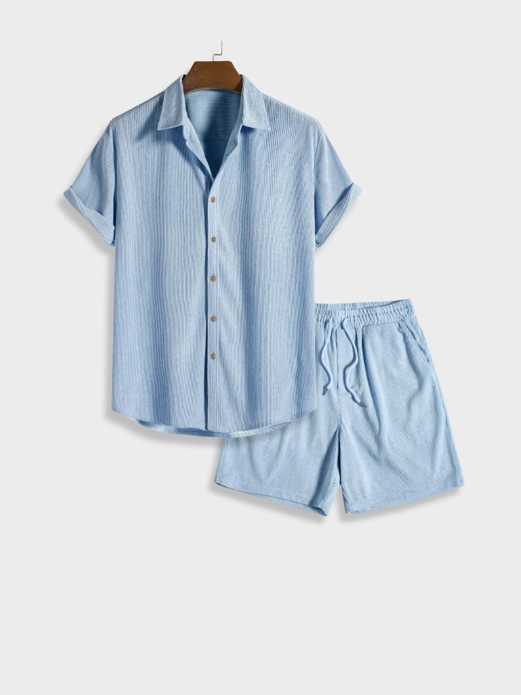 NOUVEAU RICHE Sommer Cord Set Herren Mit Knopfleiste Leichtes Outfit