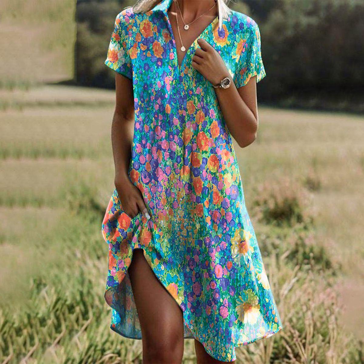 NOUVEAU RICHE Sommerkleid Lebendige Farben Bequeme Passform Leicht Mehrfarbig