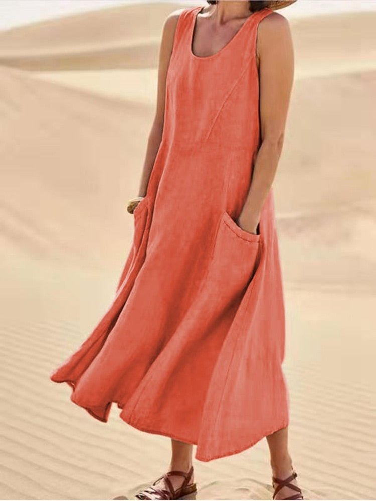 NOUVEAU RICHE Sommerkleid Luftiges Leichtes Atmungsaktives Damenkleid Orange