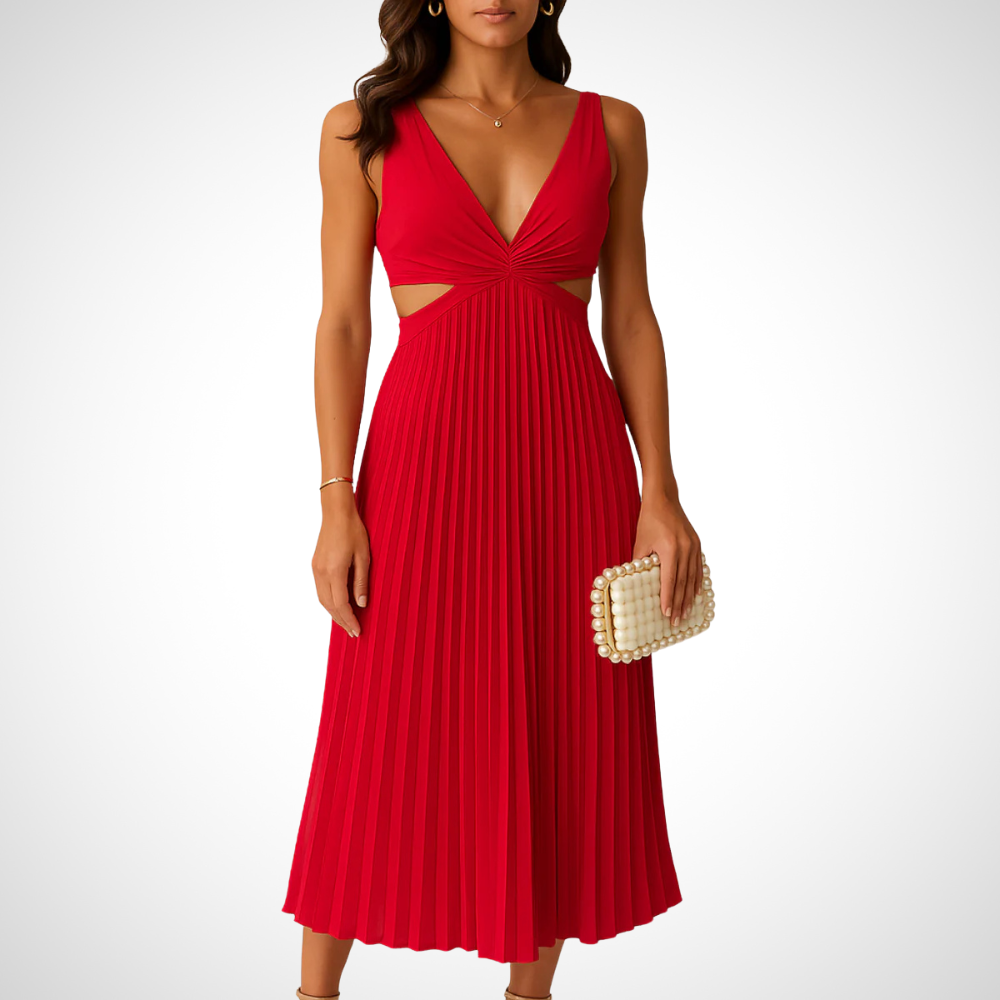 NOUVEAU RICHE Sommerkleid Mit Rückenausschnitt Und Faltenrock Für Damen Rot