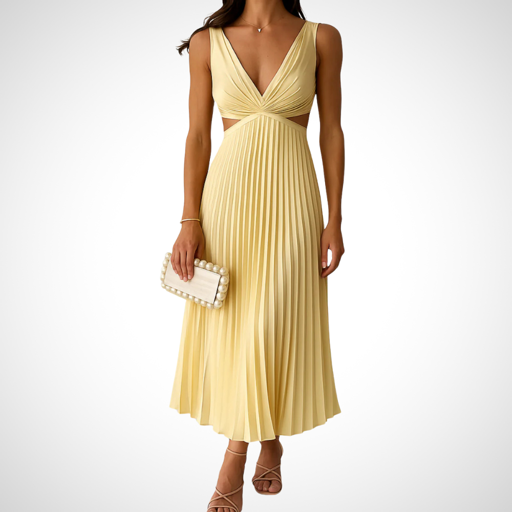 NOUVEAU RICHE Sommerkleid Mit Rückenausschnitt Und Faltenrock Für Damen Gelb