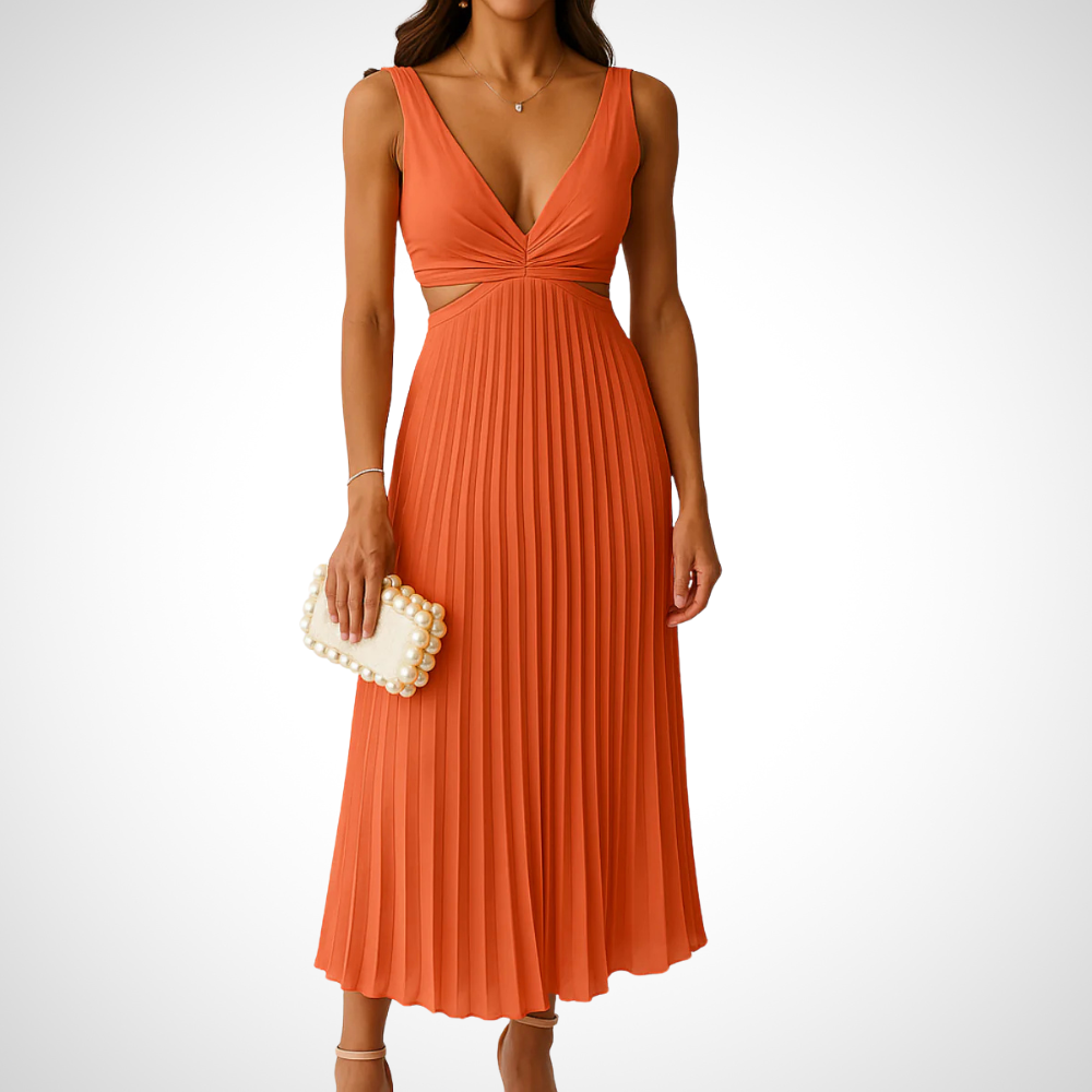 NOUVEAU RICHE Sommerkleid Mit Rückenausschnitt Und Faltenrock Für Damen Orange