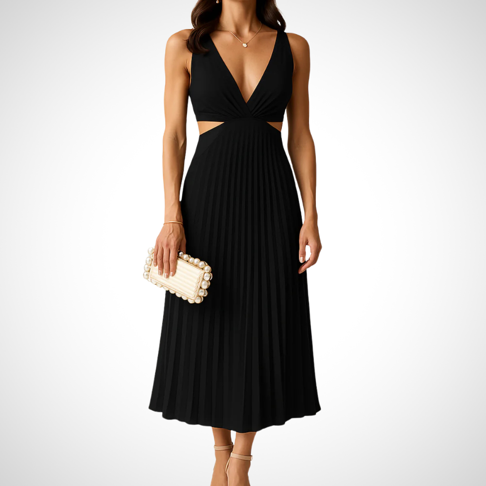 NOUVEAU RICHE Sommerkleid Mit Rückenausschnitt Und Faltenrock Für Damen Schwarz