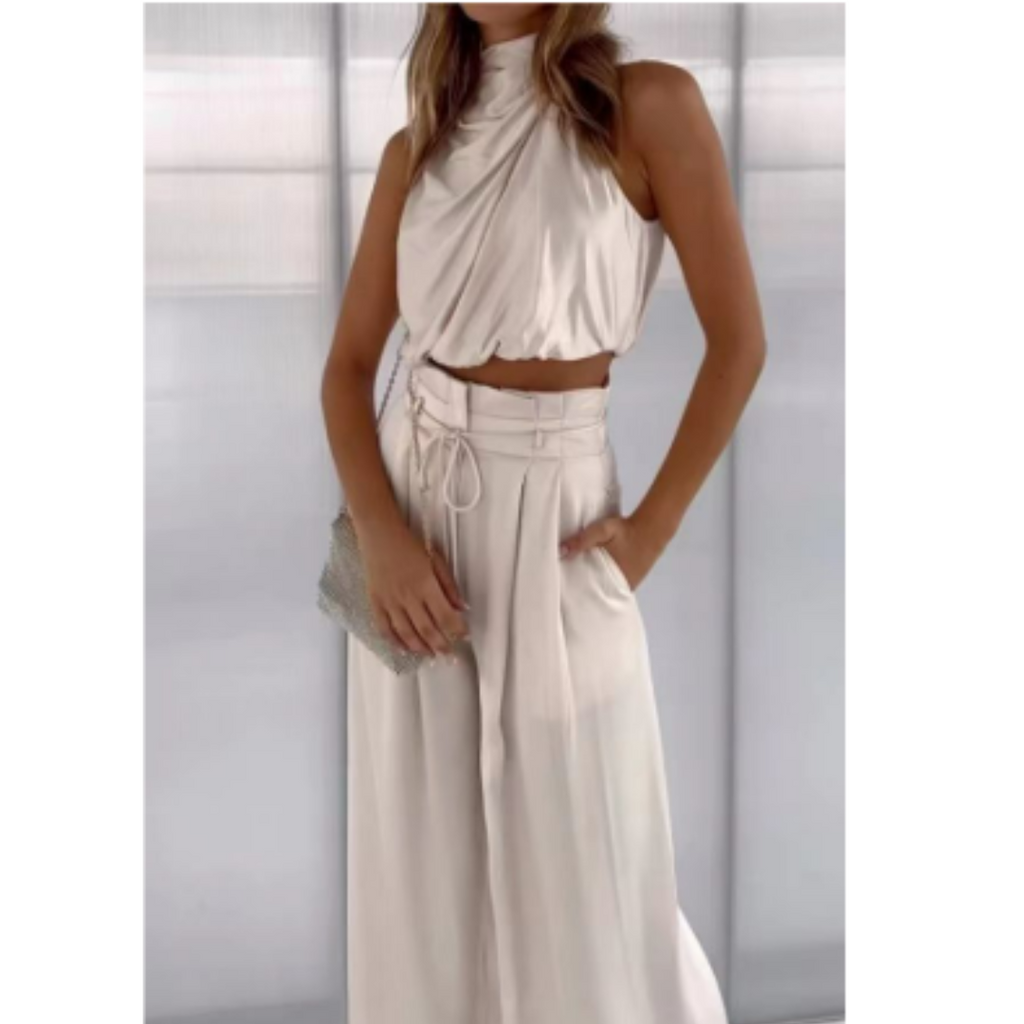 NOUVEAU RICHE Sommerlicher Damen Jumpsuit mit Loose Fit für Lässigen und Schicken Stil – Salena Beige