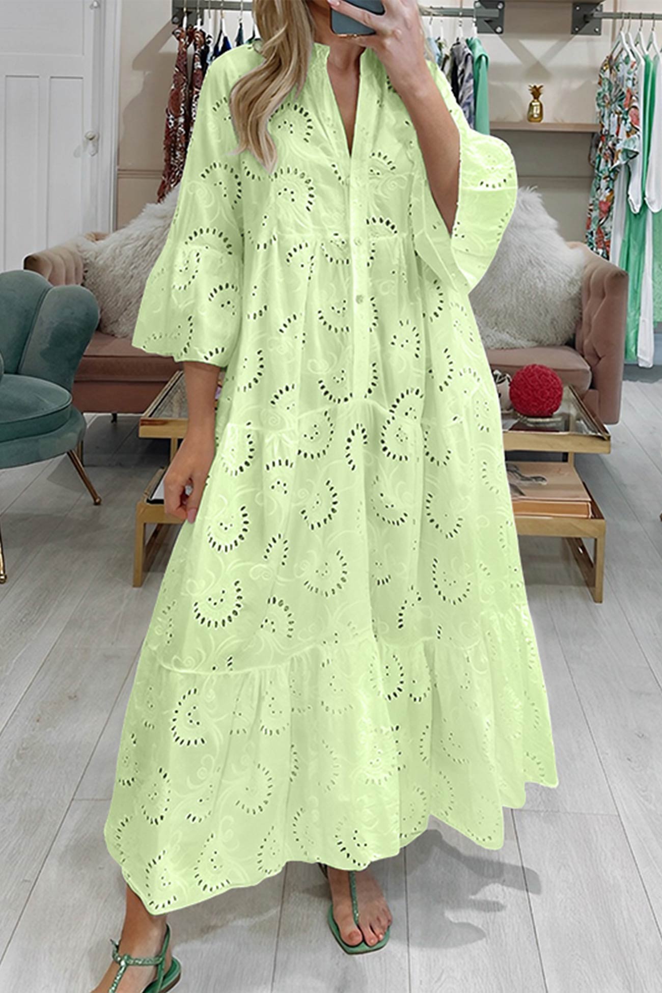 NOUVEAU RICHE Sommeroutfit Damen Luftiges Sommerkleid Lässig Stilvoll Gelb