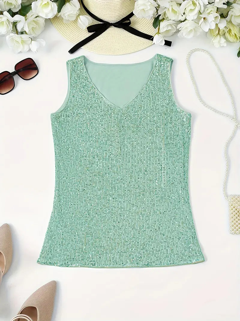 NOUVEAU RICHE Sommertop Mit Pailletten Und V Ausschnitt Für Party Look